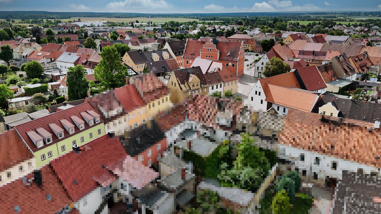 Luftbild Belgern mit Rathaus