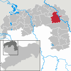 Die Lage von Torgau im Landkreis Nordsachsen